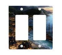 Piastre di copertura per interruttore della luce della baia dei pirati costieri/coperture delle uscite, Spiagge blu oceano per accenti da parete, Piastre da parete in materiale termoplastico, Doppio