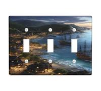 Piastre di copertura per interruttore della luce della baia dei pirati costieri/coperture delle uscite, spiagge blu oceano per accenti da parete, piastre da parete in materiale termoplastico, stile