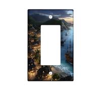 Piastre di copertura per interruttore della luce della baia dei pirati costieri/coperture delle uscite, Spiagge blu oceano per accenti a parete, Piastre da parete termoplastiche, Stile nautico singolo