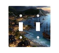 Piastre di copertura per interruttore della luce della baia dei pirati costieri/coperture delle uscite, spiagge blu oceano per accenti da parete, piastre da parete in materiale termoplastico, stile