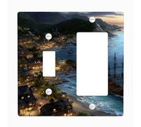 Piastre di copertura per interruttore della luce della baia dei pirati costieri/coperture delle uscite, Spiagge blu oceano per accenti da parete, Piastre da parete in materiale termoplastico, Rocker a