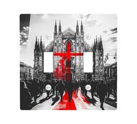 Piastre di copertura per interruttore della luce della cattedrale gotica, design urbano rosso e grigio per decorazione da parete, piastre da parete in materiale termoplastico, dimensioni standard