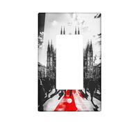 Piastre di copertura per interruttore della luce della cattedrale gotica, design urbano rosso e grigio per decorazione da parete, piastre da parete in materiale termoplastico, dimensioni standard