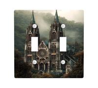 Piastre di copertura per interruttore della luce della cattedrale gotica, foresta autunnale per accenti da parete, piatti decorativi da parete, dimensioni standard doppia levetta