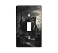 Piastre di copertura per interruttore della luce della cattedrale gotica, grigio scuro con chiesa infestata per accenti da parete, piastre da parete in materiale termoplastico, dimensioni standard