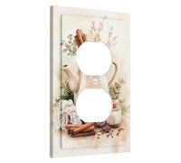 Piastre di copertura per interruttore della luce della cucina autunnale/copertura per decorazione domestica, vaso beige con bastoncini di cannella, autunno accogliente, piastre da parete in materiale