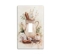 Piastre di copertura per interruttore della luce della cucina autunnale/copertura per decorazione domestica, vaso beige con bastoncini di cannella, autunno accogliente, piastre da parete in materiale