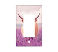 Piastre di copertura per interruttore della luce della mucca delle Highland, animali da fattoria viola tenue per decorazione da parete, piastre da parete in materiale termoplastico, dimensioni