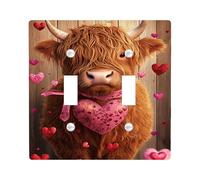 Piastre di copertura per interruttore della luce della mucca delle Highland di San Valentino, carino animale marrone con accenti a cuore per decorazioni domestiche, piastre da parete in materiale