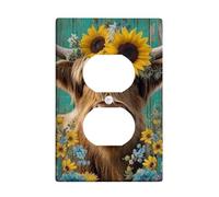 Piastre di copertura per interruttore della luce della mucca delle Highland/Girasoli gialli soleggiati per la decorazione del paese, piastre di parete termoplastiche, presa