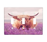Piastre di copertura per interruttore della luce della mucca delle Highland lavanda, viola tenue animali della fattoria per decorazione da parete, piastre da parete in materiale termoplastico