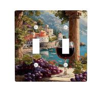 Piastre di copertura per interruttore della luce della scena del vigneto/coperture delle uscite, uva da vino viola ricca per decorazione della cucina, piatti da parete in materiale termoplastico