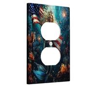 Piastre di copertura per interruttore della luce della sirena patriottica/coperture di uscita, decorazione del giorno dell'indipendenza blu oceano, piastre da parete termoplastiche, presa singola