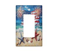 Piastre di copertura per interruttore della luce della spiaggia con stelle marine, blu vivace Americana per l'arredamento della casa, piatti decorativi da parete durevoli, giorno dell'indipendenza