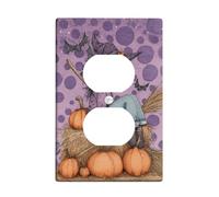 Piastre di copertura per interruttore della luce della strega di Halloween, coperture per uscite, pipistrelli e zucche viola per decorazione autunnale, piastre da parete in materiale termoplastico