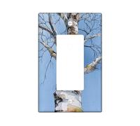 Piastre di copertura per interruttore della luce dell'albero di betulla, design blu chiaro della natura per la decorazione domestica, termoplastica ecologica, dimensioni standard singolo bilanciere