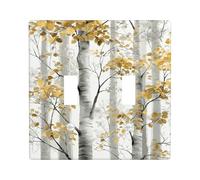 Piastre di copertura per interruttore della luce dell'albero di betulla, foglie dorate per decorazione da parete, piastre da parete in materiale termoplastico, dimensioni standard doppia levetta