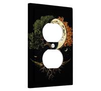 Piastre di copertura per interruttore della luce dell'albero Yin Yang, coperture per uscite, design naturale nero e oro per decorazioni domestiche, piastre da parete in materiale termoplastico, presa