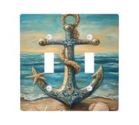 Piastre di copertura per interruttore della luce dell'ancora nautica, design blu costiero per la decorazione della parete, piastre da parete in materiale termoplastico, dimensioni standard doppia