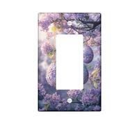 Piastre di copertura per interruttore della luce delle uova di Pasqua, design floreale viola per decorazioni primaverili, piatti da parete in materiale termoplastico, dimensioni standard singolo
