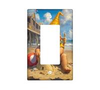 Piastre di copertura per interruttore della luce dello gnomo da spiaggia, gnomo giallo estivo sulla riva, piastre da parete in materiale termoplastico, bilanciere singolo di dimensioni standard