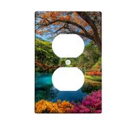 Piastre di copertura per interruttore della luce dell'oasi autunnale, vivace paesaggio tropicale per la decorazione domestica, piastre da parete in materiale termoplastico, presa singola duplex di