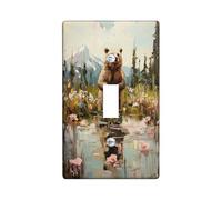 Piastre di copertura per interruttore della luce dell'orso autunnale, stile rustico, marrone, arte della fauna selvatica per la decorazione domestica, piastre da parete in materiale termoplastico