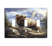 Piastre di copertura per interruttore della luce dell'orso di montagna, design scenico della natura della fauna selvatica per la decorazione della casa, piastre da parete in materiale termoplastico