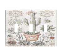Piastre di copertura per interruttore della luce di cactus succulente, piante verdi morbide del deserto per la decorazione domestica, piastre da parete in materiale termoplastico, dimensioni standard