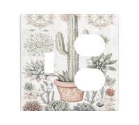 Piastre di copertura per interruttore della luce di cactus succulente, piante verdi morbide del deserto per la decorazione domestica, piastre da parete in materiale termoplastico, dimensioni standard