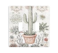 Piastre di copertura per interruttore della luce di cactus succulente, piante verdi morbide del deserto per la decorazione domestica, piastre da parete in materiale termoplastico, dimensioni standard