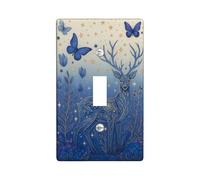 Piastre di copertura per interruttore della luce di cervo blu, elegante design della fauna selvatica per la decorazione domestica, piastre da parete in materiale termoplastico, dimensioni standard