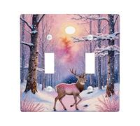 Piastre di copertura per interruttore della luce di cervo invernale, design con foresta innevata di pesca morbida per decorazioni domestiche, piastre da parete in materiale termoplastico, dimensioni