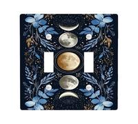 Piastre di copertura per interruttore della luce floreale celeste, copertine di uscita, fase lunare blu mezzanotte per la decorazione della parete stagionale, lastre murali artistiche, dimensioni