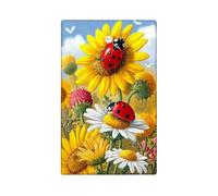 Piastre di copertura per interruttore della luce floreale coccinella, fiori da giardino giallo brillante per decorazioni domestiche, piastre da parete in materiale termoplastico, piastra di copertura