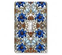 Piastre di copertura per interruttore della luce floreale in vetro colorato, 12,4 x 8,1 cm, infrangibile, decorativo, elettrico, piastra da parete con giglio blu, regalo artistico per donne