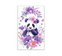 Piastre di copertura per interruttore della luce floreale panda, fiori primaverili viola per la cameretta dei bambini, piastre da parete in termoplastica, piastra di copertura vuota di dimensioni