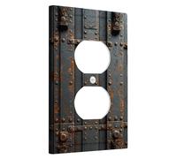 Piastre di copertura per interruttore della luce in acciaio ruggine rustico, rivetto industriale vintage stile porta in ferro grigio scuro con aspetto stagionato decorazione per la casa, piastra