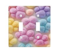 Piastre di copertura per interruttore della luce in pelliccia pastello, stampe colorate di zampa di coniglio per decorazioni domestiche, piastre da parete in materiale termoplastico, dimensioni