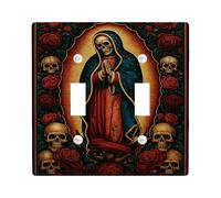 Piastre di copertura per interruttore della luce in stile marocchino, design blu scuro con vergine maria per decorazione da parete, piastre da parete in materiale termoplastico, dimensioni standard