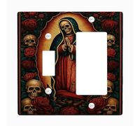 Piastre di copertura per interruttore della luce in stile marocchino, design blu scuro con vergine maria per decorazione da parete, piastre da parete in materiale termoplastico, dimensioni standard