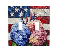 Piastre di copertura per interruttore della luce patriottica, design con bandiera USA del Giorno dell'Indipendenza, accenti da parete in stile americano, adatti per decorazioni estive a doppia levetta