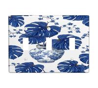Piastre di copertura per interruttore della luce tropicale, foglie di Monstera blu per decorazione domestica, piastre da parete in materiale termoplastico, dimensioni standard tripla levetta