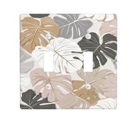 Piastre di copertura per interruttore della luce tropicale, foglie di Monstera neutre color crema per accenti da parete, piastre da parete in materiale termoplastico, dimensioni standard doppia