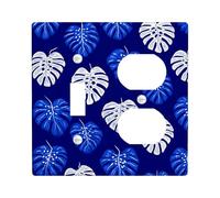 Piastre di copertura per interruttore della luce tropicale Monstera, motivo foglia blu navy per decorazioni domestiche, piastre da parete in materiale termoplastico, dimensioni standard Toggle Duplex