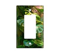 Piastre di copertura per interruttore della luce tropicale Monstera, piante verdi lussureggianti per decorazione di interni, piastre da parete in materiale termoplastico, dimensioni standard singolo