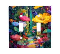 Piastre di copertura per interruttore della luce vibranti floreali, fiori colorati del paese delle meraviglie primaverili per la decorazione domestica, piastre da parete in materiale termoplastico