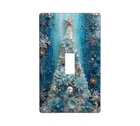Piastre di copertura per interruttore della luce Winter Wonderland, fiocchi di neve e fiori blu acqua per decorazioni natalizie, piastre da parete in materiale termoplastico, dimensioni standard
