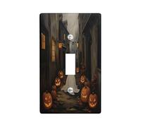 Piastre di copertura per interruttore di Halloween, strada spaventosa e lanterne per decorazione autunnale, piastre da parete, dimensioni standard a dondolo singolo
