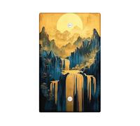 Piastre di copertura per interruttori della luce a cascata di montagna, paesaggio illuminato dal sole dorato per decorazioni domestiche, piastre da parete in materiale termoplastico, piastra di